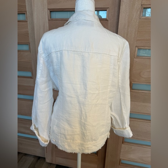 Nicole Miller Original Frayed Linen Jacket in White - Size L - Picture 4 of 7